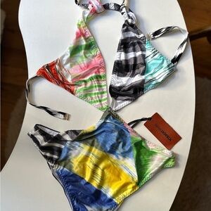 Missoni Multicolor Tie-Dye & Striped One-Piece Swimsuit